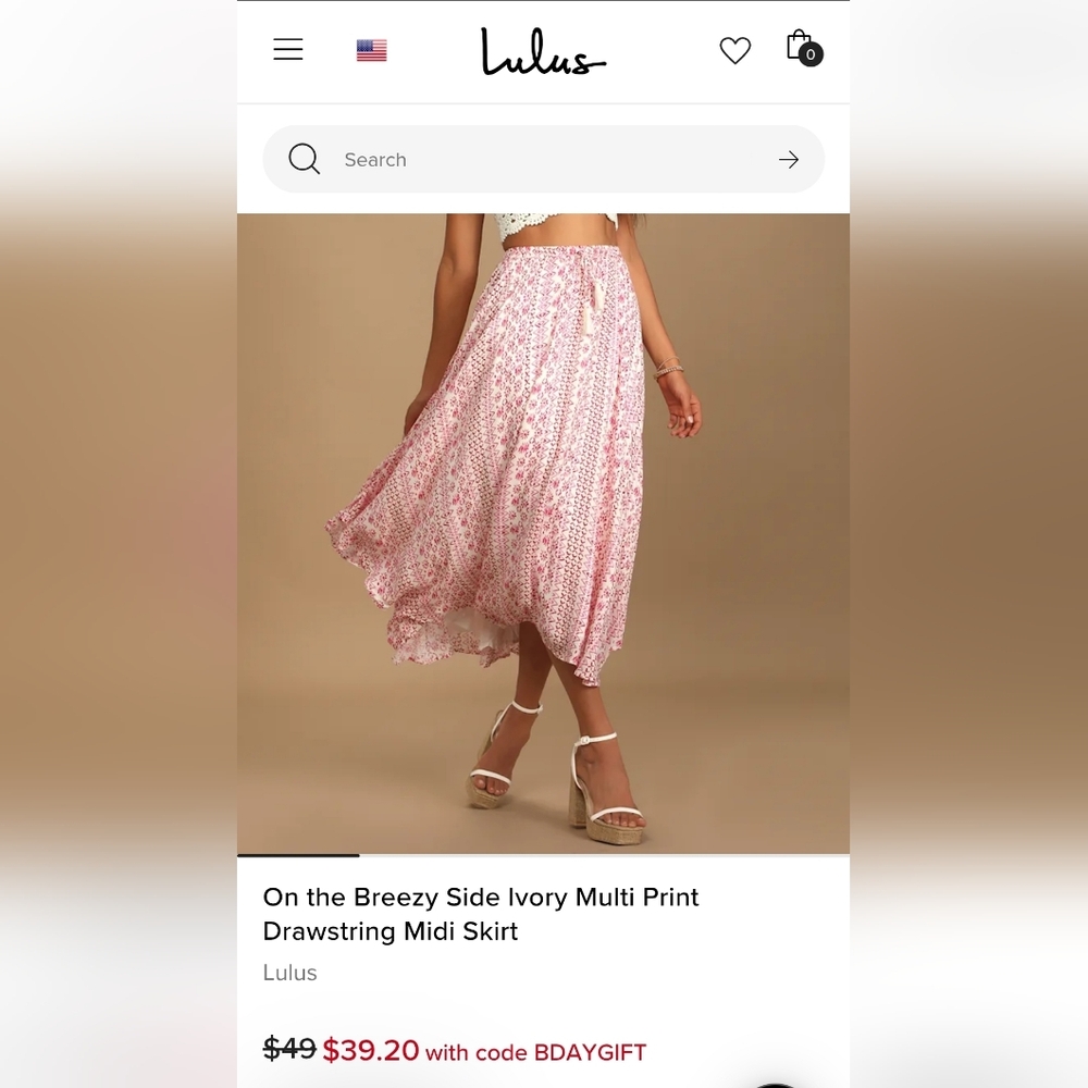 Lulu's Pink and Ivory Patterned A-Line Skirt